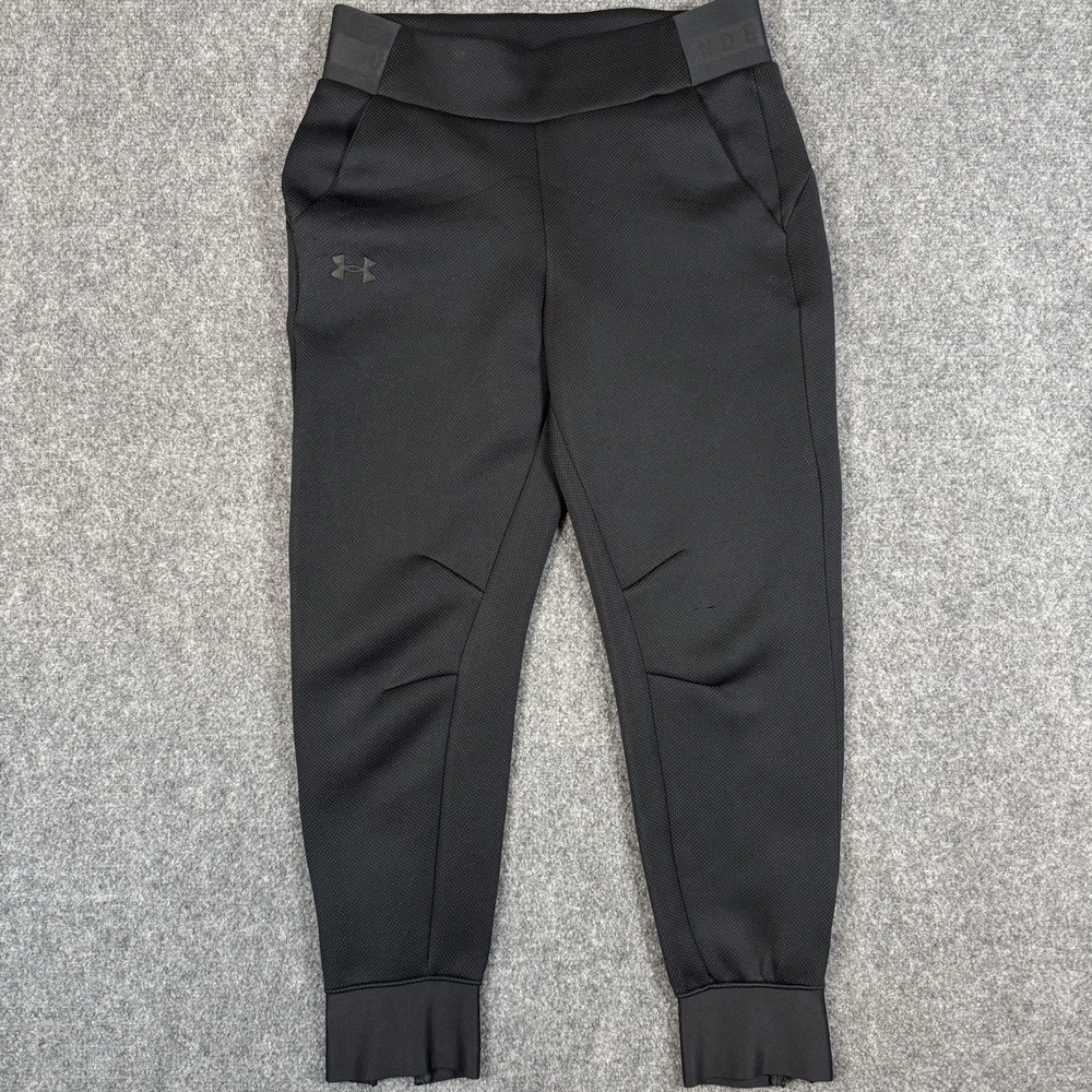 Under Armour Womens SM Black UA Move Pants Loose Joggers Scuba Knit Crop Flaw
